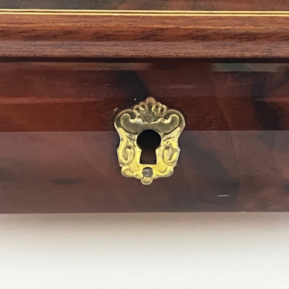 Musical Jewelry Box Inlaid Wood Floral Design Italy Hand Crafted - Picture 9 of 11